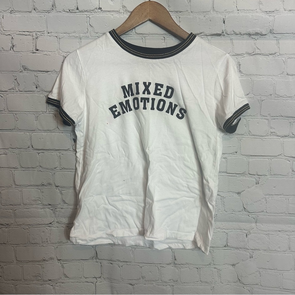 Forever 21 White Tee with Black Accents